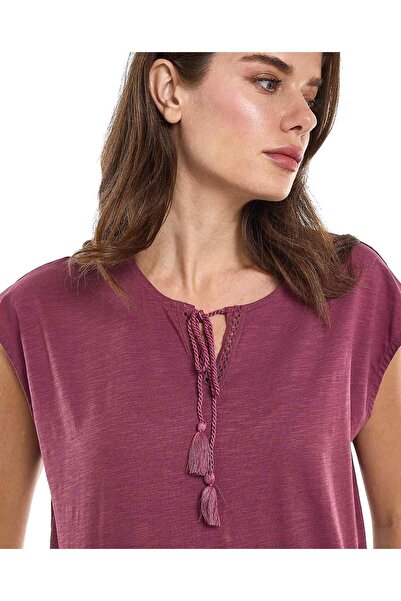 R&B Solid Top with Tie-Up Neck and Cap Sleeves