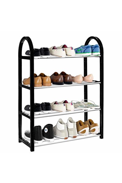 Optim Solution Suport metalic pentru pantofi cu 4 rafturi, 64x50cm, negru-arg...