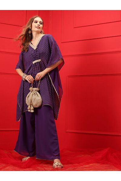 INDO STREET By Styli Printed Lace Insert Top and Trousers Co-Ords