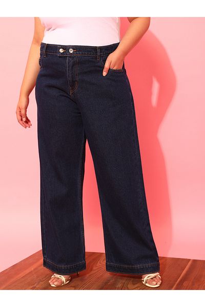 CURVY STREET By Styli Plus Size Mid Rise Wide Leg Jeans
