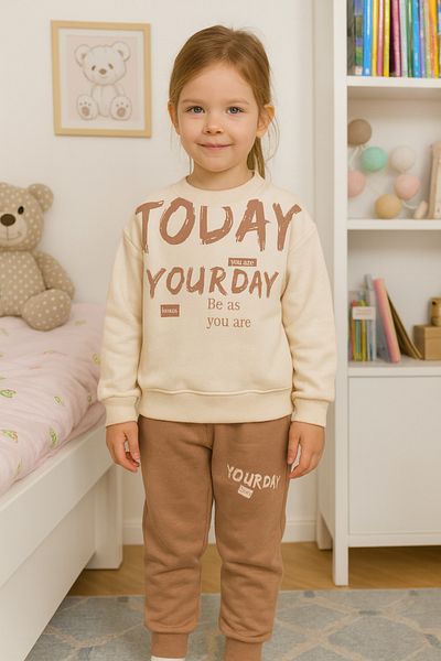 renkli diyar Girl's Bottom Suit Seasonal Suit Long Sleeve Bluz and Pants