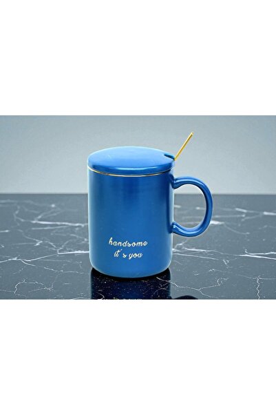 Kuzey Tacı Covered Mug Gilding Spoon Stylish Design 4 Color Options Vip