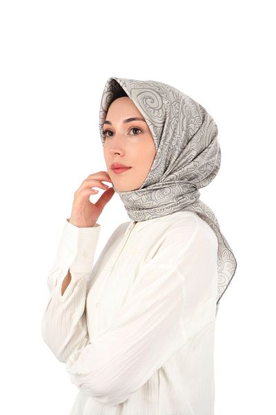 Bursa İpek Stone Art Pattern Twill Silk Scarf
