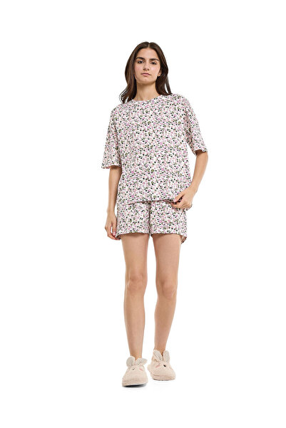 R&B Ivory WoMen's's Printed Shorty Pyjama Set