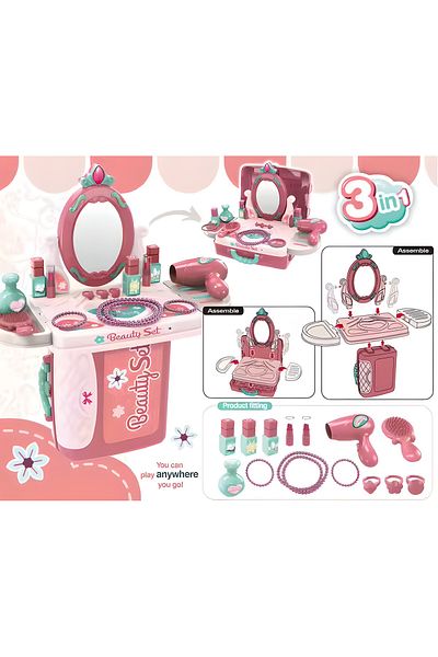 COOYA Lightweight Compact Pretend Beauty Dresser, Vanity Makeup Play Set for Girls