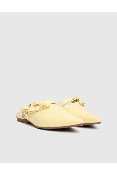 İLVİ Trinity Genuine Leather Yellow Women's Slippers