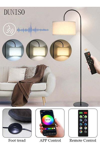 fun zone DUNISO Floor Lamps for Living Room Bedroom, Smart RGB LED Standing Lamp