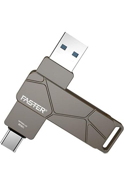 Faster 128GB USB-C Flash Drive, USB 3.1 OTG Memory Stick, Dual-Port USB-A & USB-C, High-Speed Transf