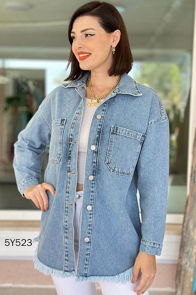 İnce Topuk Tasseled Denim Jacket 5Y523