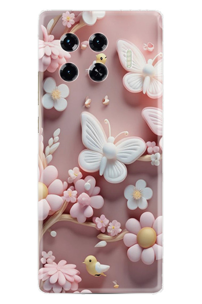 TECNO Spark 20 Pro Plus Kılıf Boutique Baskılı Resimli Pembe Kelebekler Pcode -088