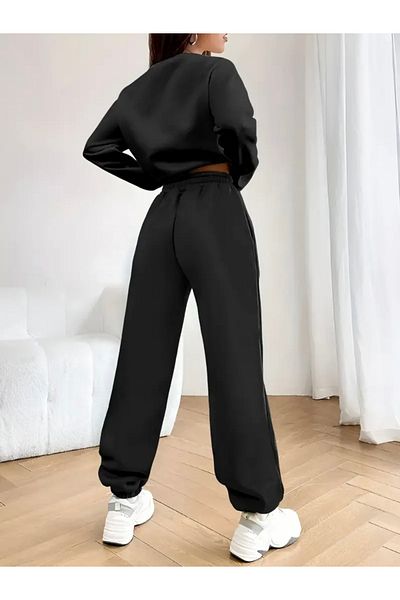 FUFLUNS Nevermind Printed Unisex Oversize Circle Neck Bottom/Upper Tracksuit Set