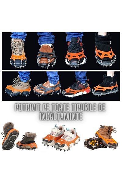 Hipolar Anti-Slip Corner Crampons, 11 Teeth, Size XS-S-M-L, Gravel, Quick-Fit