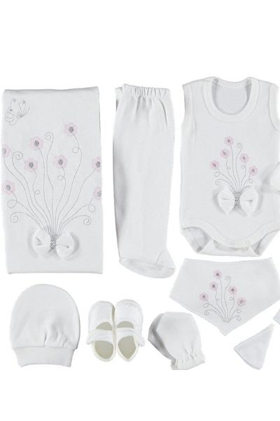bipamuk Set of 10 Baby Girl Bodysuits – Flower Bouquet Patterned 100% Cotton Hospital Release (1–3 Months) |   Lux Newborn