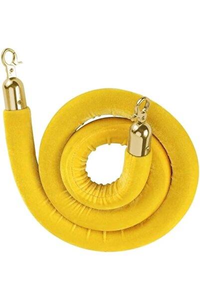 Generic Velvet Crowd Control Stanchion Rope, 150 cm, Yellow with Gold Hooks