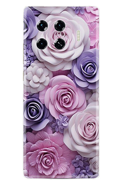 TECNO Spark 20 Pro Plus Kılıf Boutique Baskılı Resimli Mor Güller Pcode -029