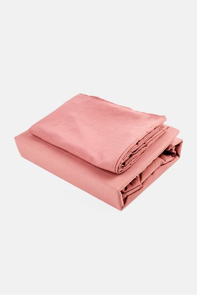 YOTO Single 2 Pieces Comfortable With Lasting Durability Fitted Sheet With Pillow Case, Peach