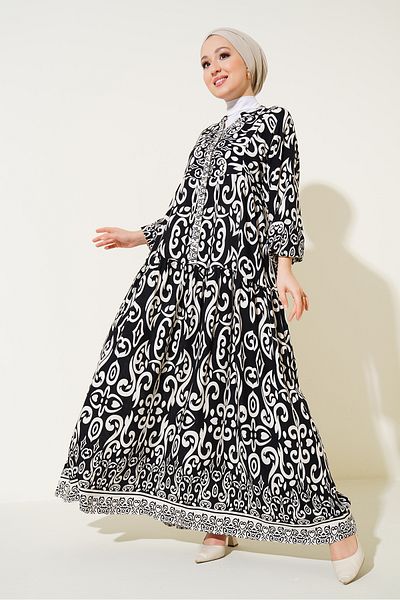 Merterium Rochie hijab cu model pentru femei neagră 1010