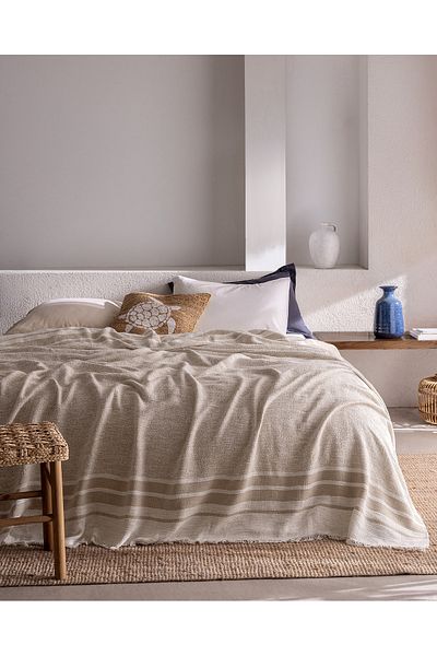 Madame Coco Castillones Double Cotton Bedspread - Beige