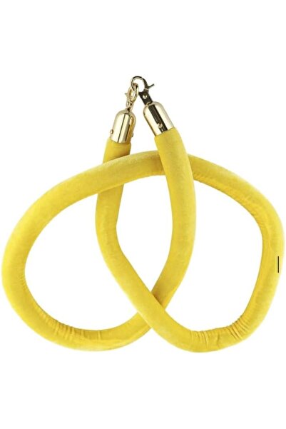 Generic Velvet Crowd Control Stanchion Rope, 150 cm, Yellow with Gold Hooks