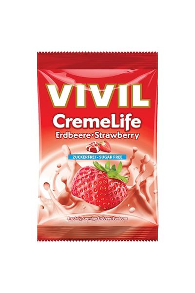 vıvıl Sugar-free creamy candies with strawberry flavor x 110g
