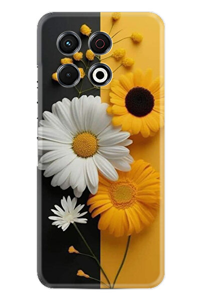 TECNO Spark 30 Pro Kılıf Boutique Baskılı Resimli Sarı Beyaz Çiçek Pcode -044