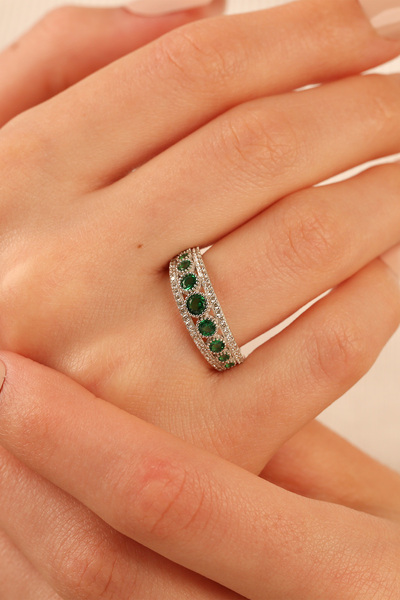 Çgk Çiğdem Gürel Kuyumculuk Yeşil Taşlı Altın Yüzük