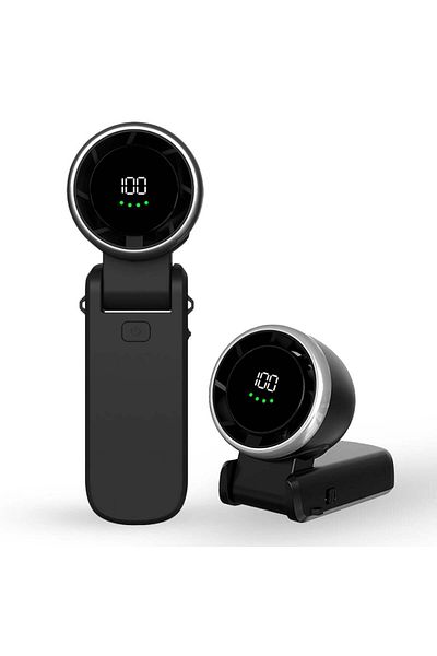 SKYDDAR INNOVATION Mini ventilator portabil A9, afișaj LED, 5 viteze, USB-C, baterie de 5000mAh, silențios și reîncărcabil, negru