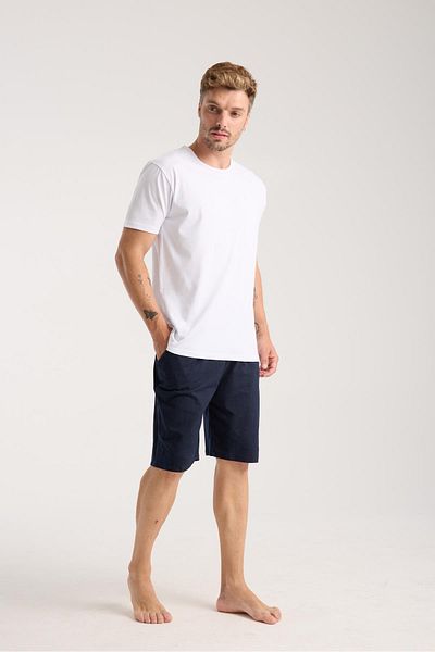 Akbeniz Men's Lacost Cotton Combed Shorts with Pockets Navy Blue