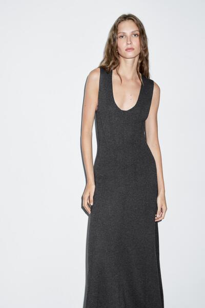 Massimo Dutti Uzun A kesim triko elbise