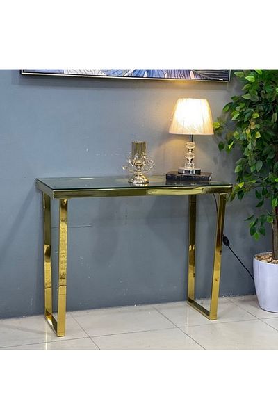 private house Golden steel glass entrance 100*40 cm, height 80 cm.