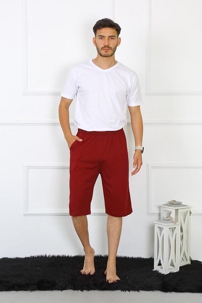 Akbeniz Men's Pocket Cotton Lacoste Capri Claret Red 27554