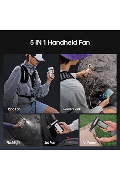 JISULIFE Portable Handheld Fan 5 IN 1, 100 Speed, 9000mAh Max 25 Hrs Mini Fan Rechargeable 18W Power