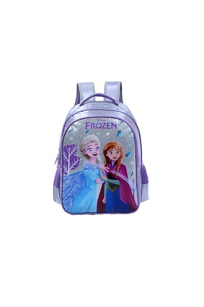 Frozen Backpack 2 Main Compartments and 2 Side Pockets 16" W/Pencil Case Light Purple 2 Characters