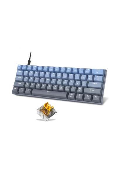 Timebox 61-Key Mechanical Keyboard, PBT Keycaps, RGB, Ergonomic, Detachable USB-C Cable, Compact, Blue