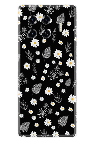 TECNO Spark 20 Pro Plus Kılıf Boutique Baskılı Resimli Papatyalar ve Yaprak Pcode -078