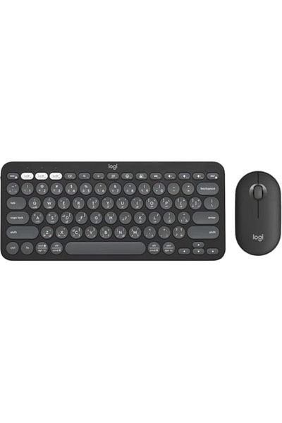 logitech مجموعة Pebble 2، لوحة مفاتيح وماوس لاسلكيان، هادئة وقابلة للحمل