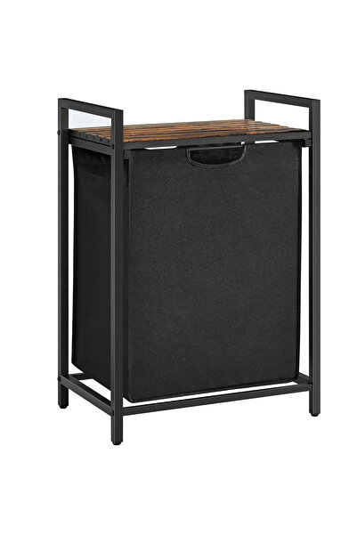 VASAGLE Cos de rufe, sac de rufe detasabil, raft, cadru metalic, 65L, 50x33x72 cm, maro