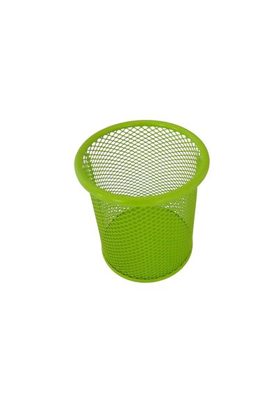 Linea Colorful Round Metal Mesh Pen Holder (Pistachio Green)
