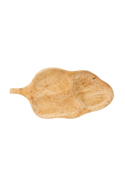 OEM Platou de servire, din lemn de tei, în formă de frunză, 52x26cm