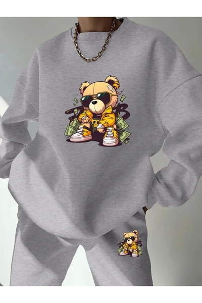 FUFLUNS SET DE EȘARFĂ UNISEX OVERSIZE CU GOLI DE BICICLETA IMPRIMAT MONEY BEAR