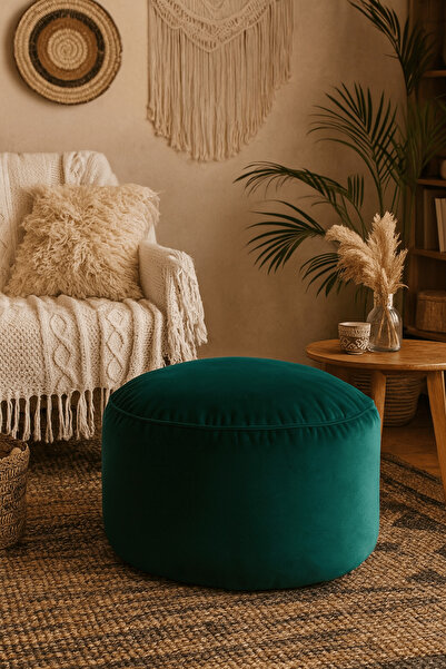 Reyo Rantos Yuvarlak Puf Yeşil