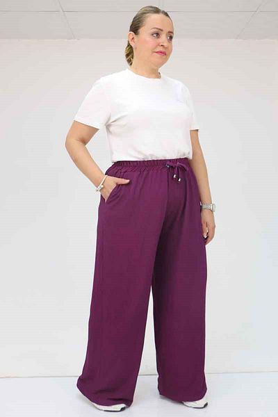 Eslina 39012 Large Size Loose Baggy Pants - Plum