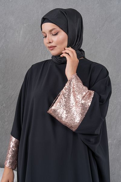 Fzd filizzade Sleeves Sequin Detailed Ferace Abaya