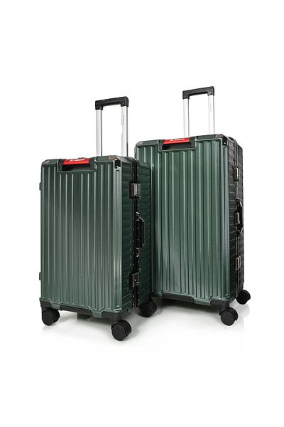 MORANO Morano Luggage Set with Aluminum Frame, Modern Design and Security Numbered Lock, Green, Size: 28''-24''-20'' Inch