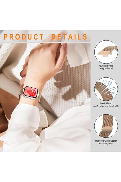 O Ozone Strap Compatible with Huawei Watch Fit 4 / Fit 4 Pro/Fit 3, Metal Mesh with Magnetic Closure, Magne