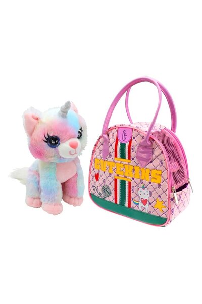Sunman Cutekins Peluş Caticorn Rengarenk Tek Boynuzlu Kedi Şimdi Çantasında! Orijinal