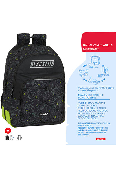 safta Ghiozdan scoala dublu BlackFit8 Topography 42 cm