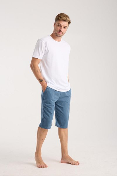 Akbeniz Men's Pocketed Cotton Combed Shorts Indigo