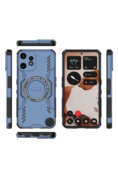 SKYDDAR INNOVATION Carcasă pentru telefonul Nothing CMF pentru telefonul 2 Pro, ArmorMag, Magsafe, set de autocolante, albastră