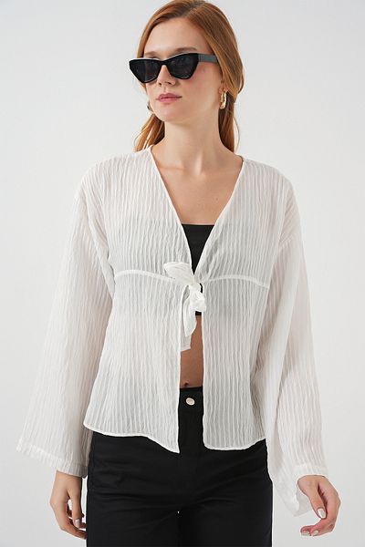 Bigdart Women's Front Lace Blouse 952 - White